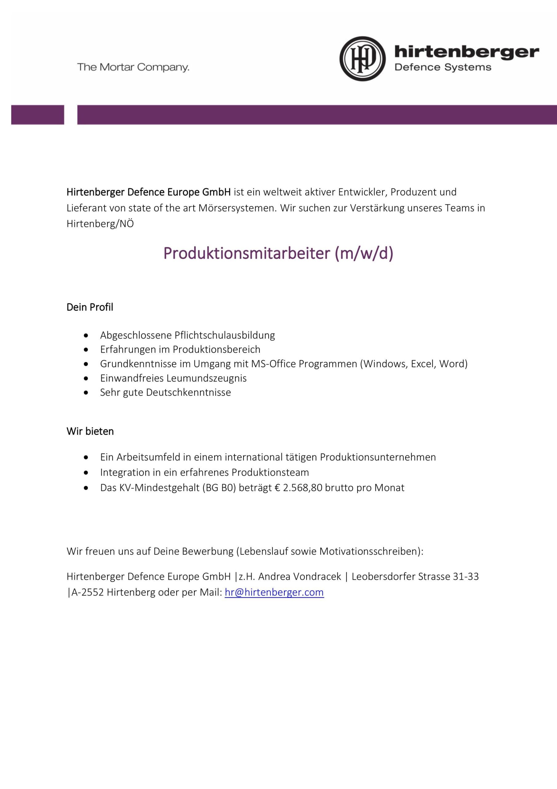 Produktionsmitarbeiter (m/w/d)